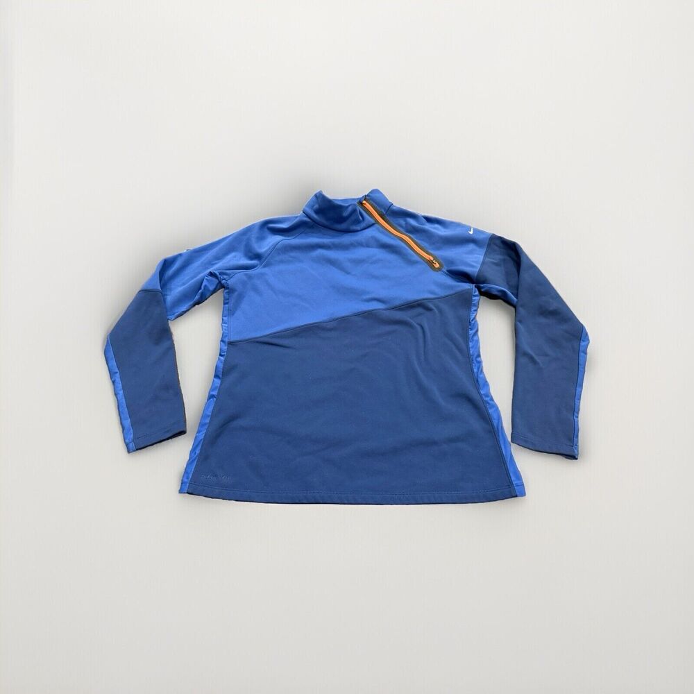Nike Womens Blue Therma Fit Pullover Fleece Thermal Long Sleeve Size XL 383539